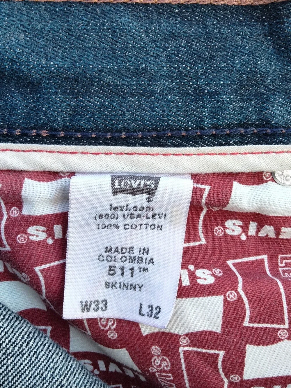 Levi's Men's Skinny 511 Straight Jeans in Dark Blue Wash Size W33 L32